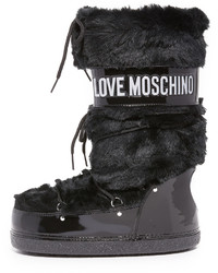 schwarze Lederstiefel von Moschino