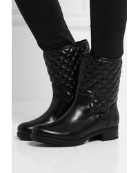 schwarze Lederstiefel von Moncler