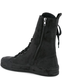 schwarze Lederstiefel von Ann Demeulemeester