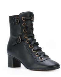 schwarze Lederstiefel von Chloé