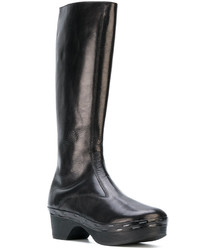 schwarze Lederstiefel von MM6 MAISON MARGIELA