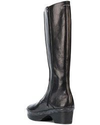 schwarze Lederstiefel von MM6 MAISON MARGIELA