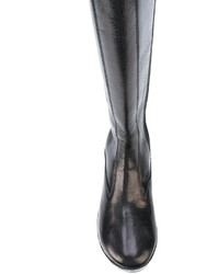 schwarze Lederstiefel von MM6 MAISON MARGIELA