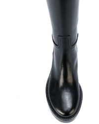 schwarze Lederstiefel von Ann Demeulemeester