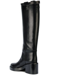 schwarze Lederstiefel von Ann Demeulemeester