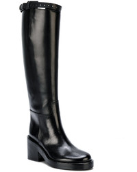 schwarze Lederstiefel von Ann Demeulemeester