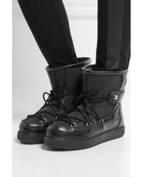 schwarze Lederstiefel von Moncler