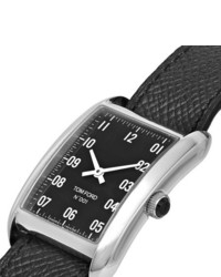 schwarze Lederuhr von Tom Ford Timepieces