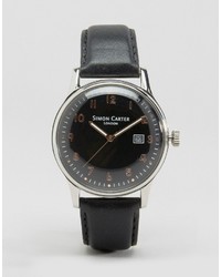 schwarze Lederuhr von Simon Carter