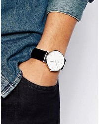 schwarze Lederuhr von Daniel Wellington