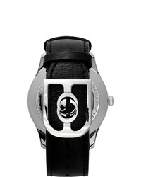 schwarze Lederuhr von Gucci