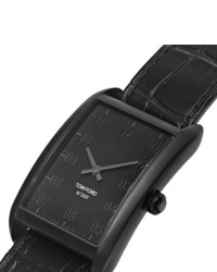 schwarze Lederuhr von Tom Ford Timepieces