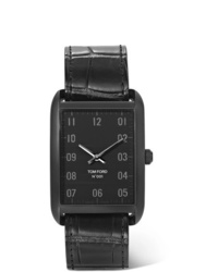 schwarze Lederuhr von Tom Ford Timepieces