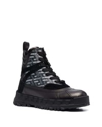 schwarze Lederwinterschuhe von Versace