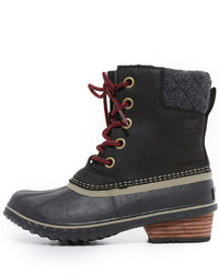 schwarze Lederwinterschuhe von Sorel