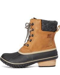 schwarze Lederwinterschuhe von Sorel