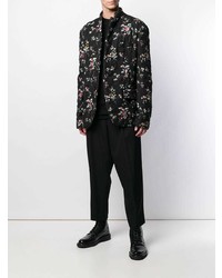 schwarze leichte Bomberjacke mit Blumenmuster von Haider Ackermann