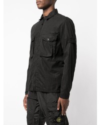 schwarze leichte Shirtjacke von Stone Island