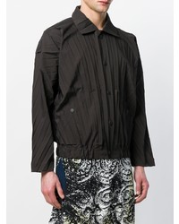 schwarze leichte Shirtjacke von Homme Plissé Issey Miyake