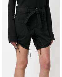 schwarze Leinen Shorts von Saint Laurent