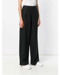 schwarze Leinen weite Hose von Yves Saint Laurent Vintage