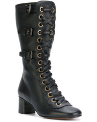 schwarze mittelalte Stiefel von Chloé