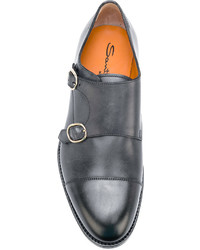 schwarze Monks aus Leder von Santoni