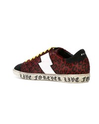 schwarze niedrige Sneakers mit Leopardenmuster von Amiri