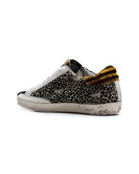 schwarze niedrige Sneakers mit Leopardenmuster von Golden Goose Deluxe Brand
