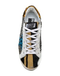 schwarze niedrige Sneakers mit Leopardenmuster von Golden Goose Deluxe Brand