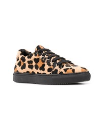 schwarze niedrige Sneakers mit Leopardenmuster von P.A.R.O.S.H.