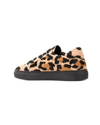 schwarze niedrige Sneakers mit Leopardenmuster von P.A.R.O.S.H.