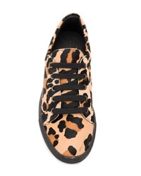 schwarze niedrige Sneakers mit Leopardenmuster von P.A.R.O.S.H.