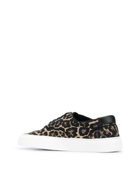 schwarze niedrige Sneakers mit Leopardenmuster von Saint Laurent