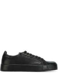 schwarze niedrige Sneakers von Jil Sander