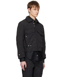 schwarze Nylon Bomberjacke von Omar Afridi