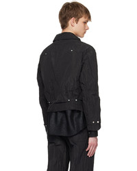 schwarze Nylon Bomberjacke von Omar Afridi