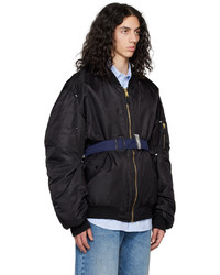 schwarze Nylon Bomberjacke von Marina Yee