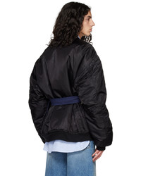 schwarze Nylon Bomberjacke von Marina Yee