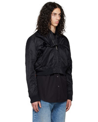 schwarze Nylon Bomberjacke von Marina Yee