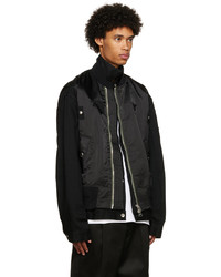 schwarze Nylon Bomberjacke von Sacai