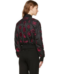 schwarze Nylon Bomberjacke von Marcelo Burlon County of Milan