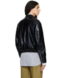 schwarze Nylon Bomberjacke von Dries Van Noten