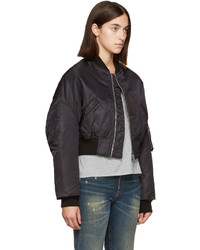 schwarze Nylon Bomberjacke von R 13