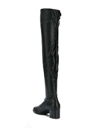 schwarze Overknee Stiefel aus Leder mit Schlangenmuster von Giuseppe Zanotti Design