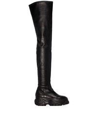 schwarze Overknee Stiefel aus Leder von 032c