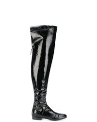 schwarze Overknee Stiefel aus Leder von Alberta Ferretti