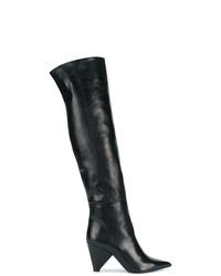 schwarze Overknee Stiefel aus Leder von Aldo Castagna