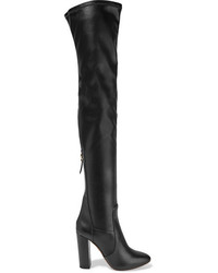 schwarze Overknee Stiefel aus Leder von Aquazzura