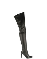 schwarze Overknee Stiefel aus Leder von Balmain